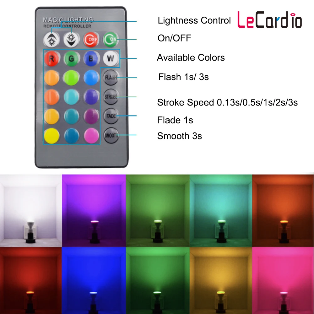 GU10 Светодиодная лампа 5 Вт цветная Изменяемая RGB + холодный белый сценический свет