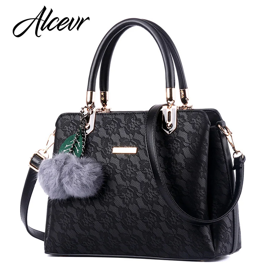 

ALCEVR New Arrival Women Soft Leather Handbags fur Women Bag Zipper Ladies Shoulder Bag Girl Top-Handle Bags bolsa femininas