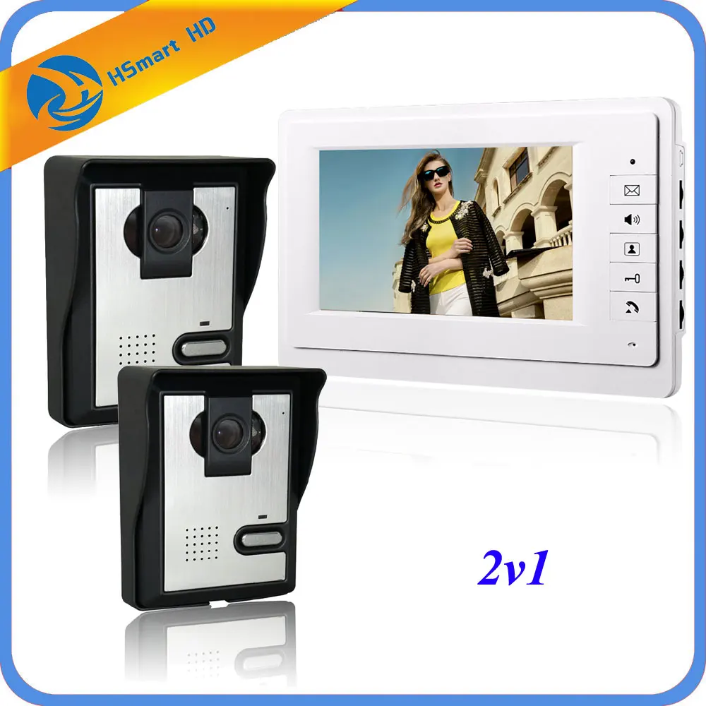 

7 inch Monitor Video Door Phone Intercom Doorbell 2PCS IR Waterproof Camera Video Intercom Home Door wired video intercom system