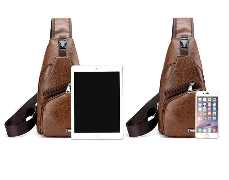 Сумка-мессенджер Мужская нагрудная сумка Портативная зарядка повседневная спортивная сумка через плечо из ПУ рюкзак для путешествий