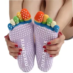 Новые зимние Для женщин носком хлопковые носки Нескользящие танцы Пилатес носки Calcetines милые теплые носки с пятью пальцами N83 Z44