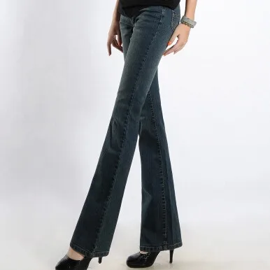 Весна и лето Женские повседневные тонкие джинсы размера плюс с высокой талией - Цвет: Синий
