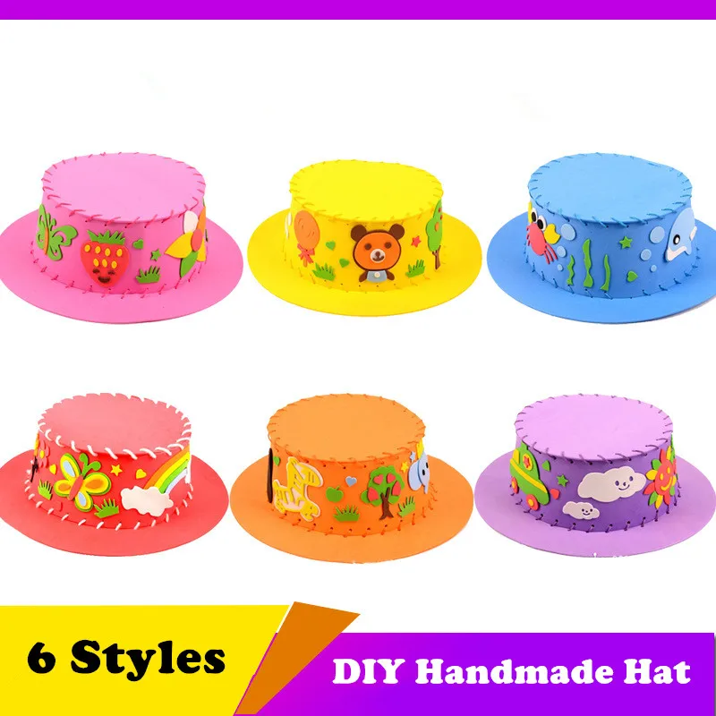 

Hand-made 3D EVA Hat Children DIY Handmade Hat Enviromental-friendly 3D EVA Handmade Craft Gifts Kits DIY Hat Craft Toy for Kids