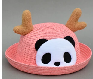 10 шт./партия,, Повседневная Соломенная шляпа в Корейском стиле с рисунком панды для мальчиков и девочек, унисекс, Детские рога, Детская шляпа от солнца - Цвет: 5