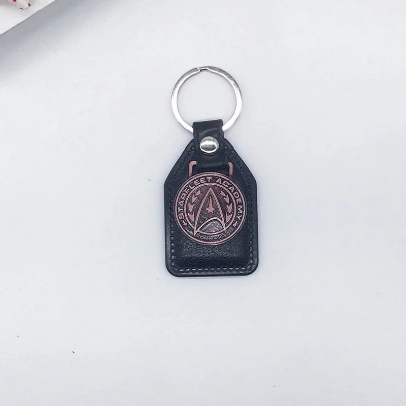 

Original Custom Men Leather Anime Key Chain Star Trek Keychain Metal Car Key Ring Key Holder Jewelry Gift Souvenirs