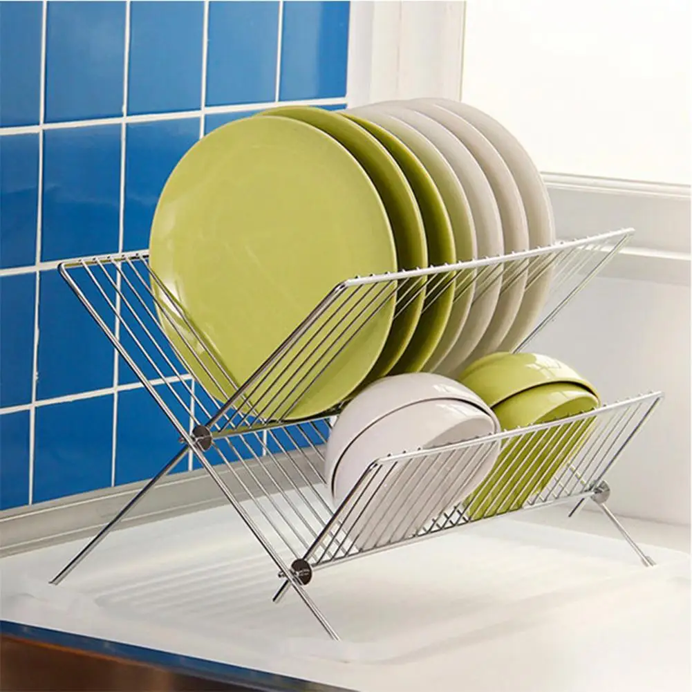 

Folding Xshape Shelf Kitchen Dish Rack Kitchen Storage Shelf Organizer Holder Dish Drainer Drying Rack Kitchen Storage