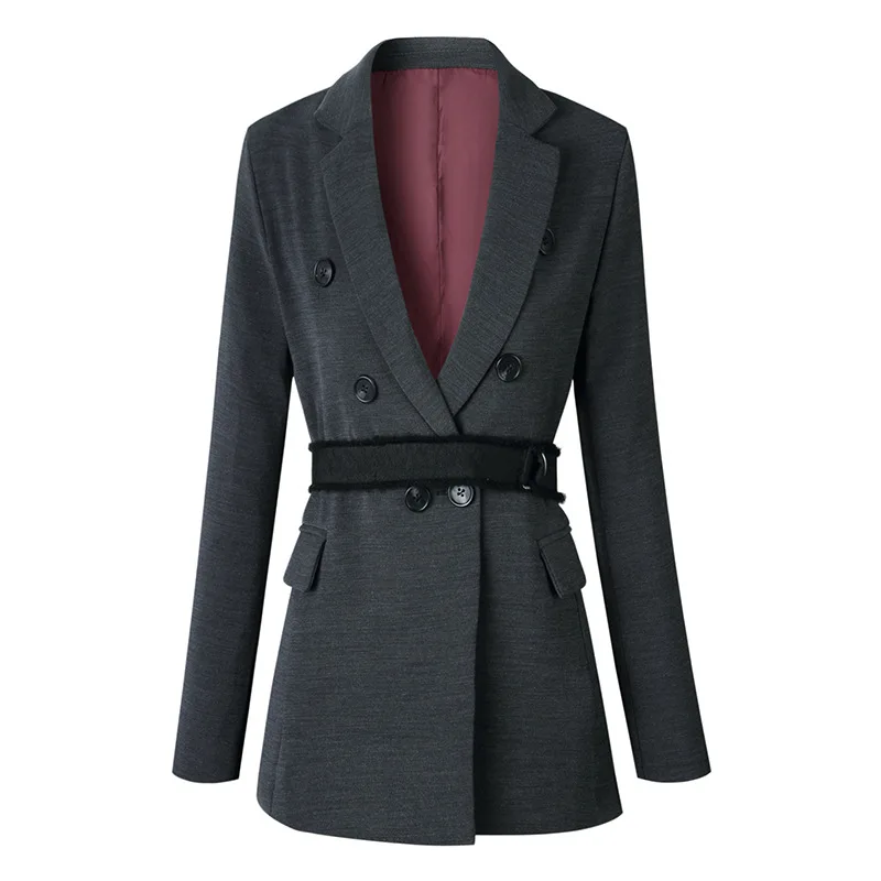 2019 Spring Liu Tao Star with Double Breasted Ol Commuter Temperament Black Suit Coat Suit Women Blazers and Jackets