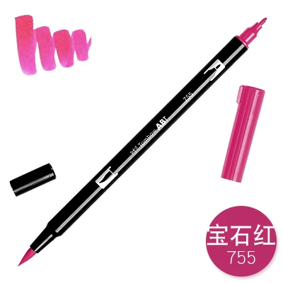 TUNACOCO, 1 шт., AB-T, японская TOMBOW ручка, двойная головка, маркеры, цветная мягкая кисть, ручка, водный маркер, ручка для рисования, принадлежности bb1710080 - Цвет: 755