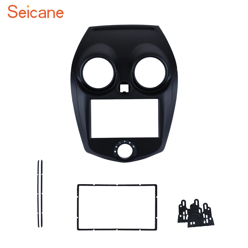 

Seicane Black OEM 2 din Car Radio Fascia for 2014 DATSUN GO DVD Stereo Panel Installation kit No gap 173*98 178*100 178*102mm