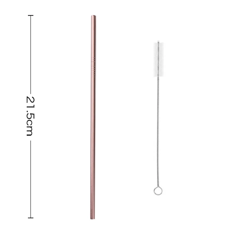 2 шт./4 шт многоразовый металлический соломинки красочные Нержавеющая сталь крепкий Бенди или вертикально соломинка для напитков для кружки+ щетка для очистки - Цвет: Rose gold 2pcs