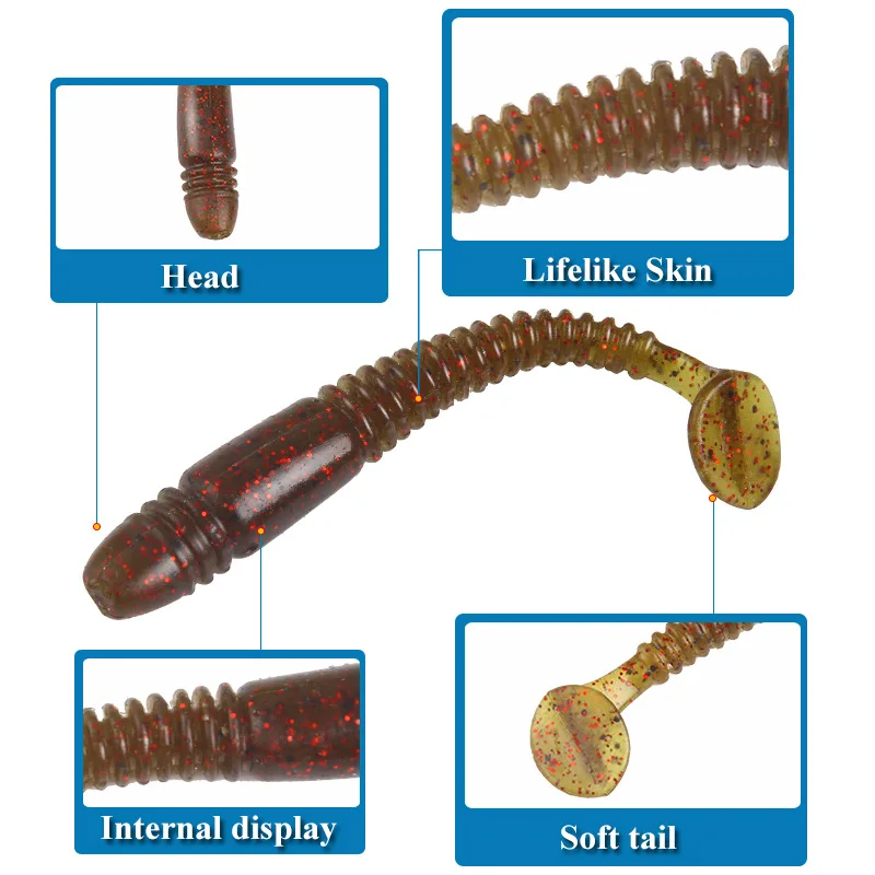 Soft Lure Bionic Fish Bait Lure Soft Bait 4.6g/8.3cm Rubber T-tail Soft Wobblers Worm Fishing Bait Fishing Gear jooyoo