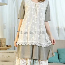 Японское кимоно Mori Girl Стиль кружевное лоскутное шифоновое платье с вышивкой Cawaii Mori юбка в складку в стиле Лолиты Vestido Manga Praia Oncinha