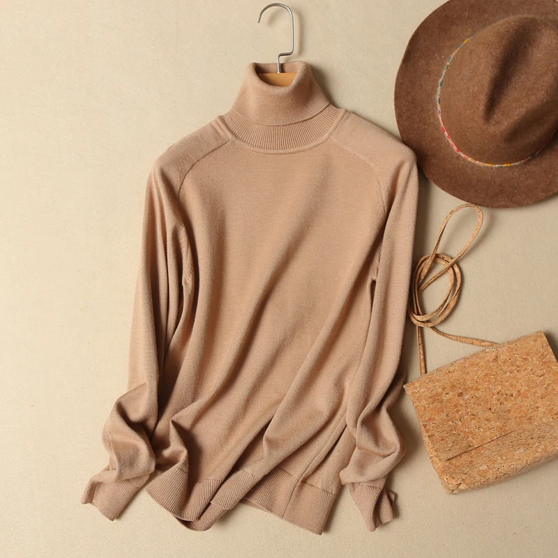 

Female Autumn And Winter Turtleneck Sweater Pullover Loose Plus Size Women Knitted Basic Sweater Female Long-sleeve Top