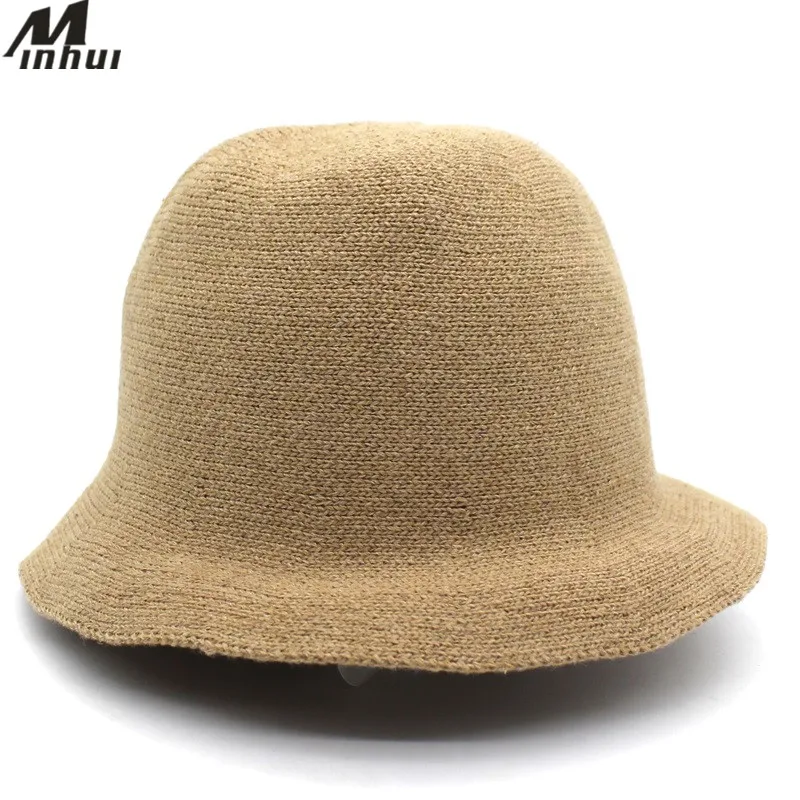 

Minhui 2018 New Autumn Winter Bucket Hats for Women Knitted Fishing Caps Bonnet Gorro Winter Hat Panama
