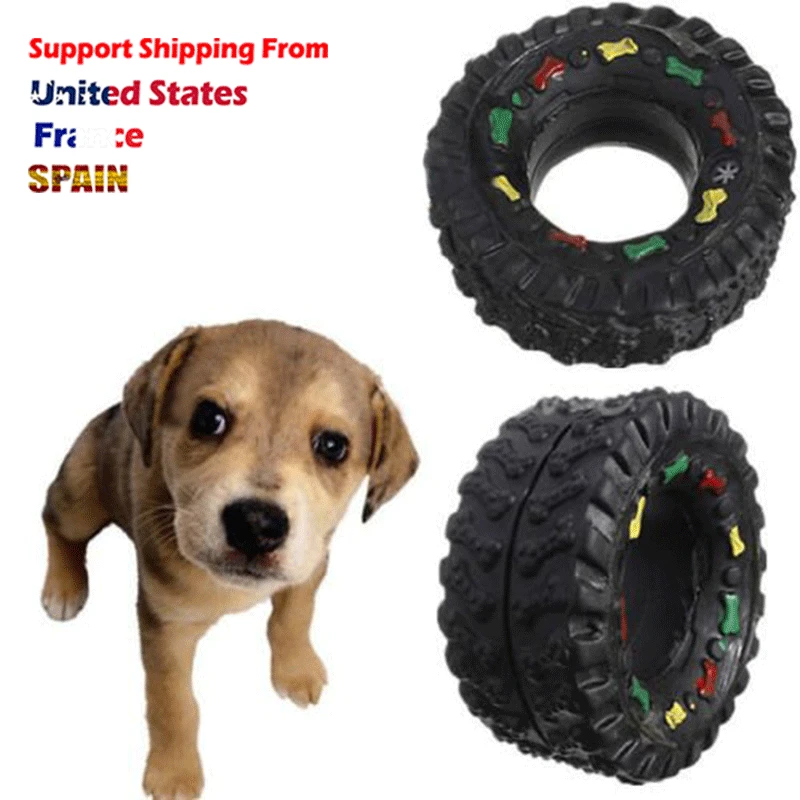 

Funny Pet Dog Sound Toy Black Round Tire Balls voice Dog Toys puppy Chews Squeaky Sound Rubber Tire Shape toys Pet accessories