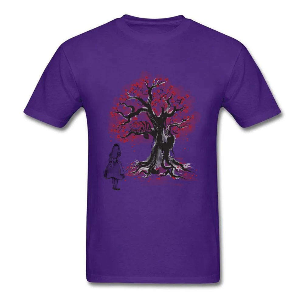 The Cheshires Tree sumi-e (monochrome) Funny Mens T Shirt Round Neck Short Sleeve 100% Cotton Tops & Tees Clothing Shirt The Cheshires Tree sumi-e (monochrome) purple