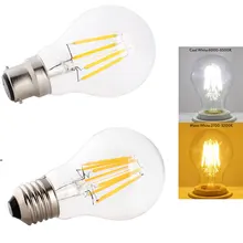 10 قطعة/المجموعة الرجعية LED خيوط ضوء مصباح E27 2W 4W 6W 8W A60 B22 خمر اديسون الصمام لمبة استبدال 20W 40W 220V واضح الزجاج قذيفة(China)