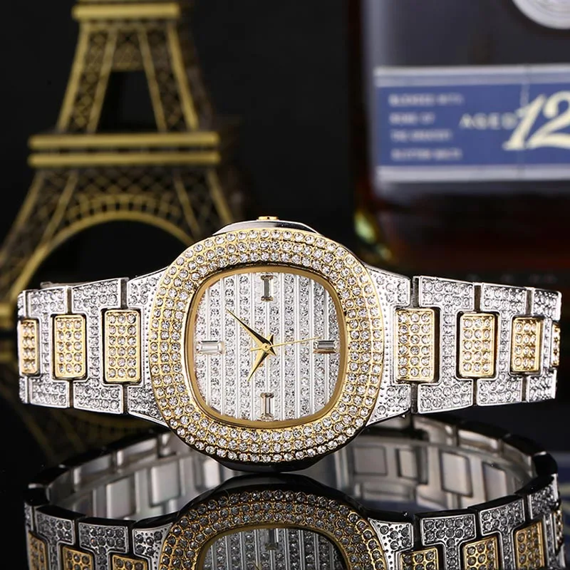 Miss Fox роскошные женские часы с кристаллами модные классические водонепроницаемые Золотые женские кварцевые наручные часы Relogio Feminino - Цвет: -3