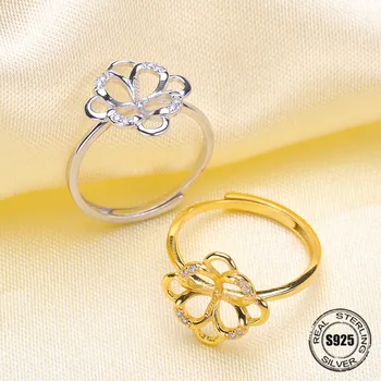 

Fashion Jewelry DIY 925 Sterling Silver Rings Adjustable Ring Settings Blank/BaseJewelry Making for Women Girls Christmas Gift