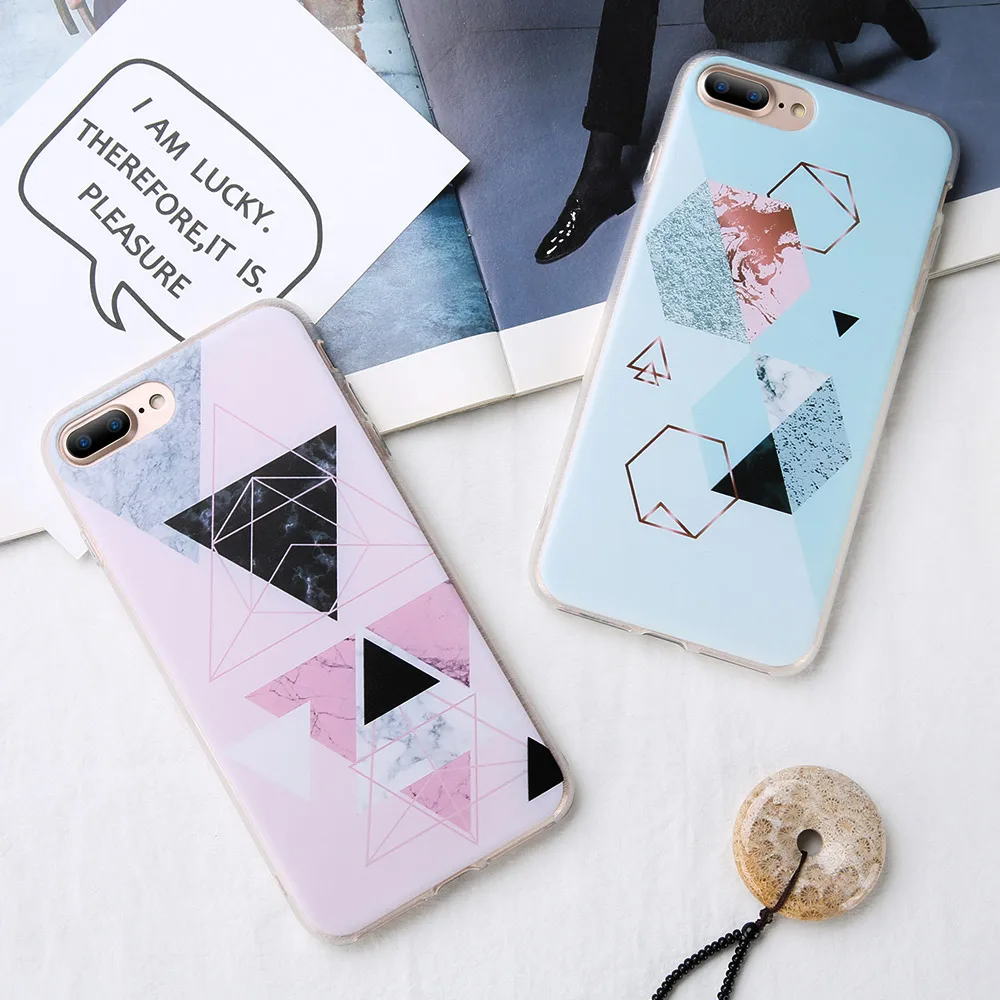 KISSCASE-Marble-Case-For-iPhone-8-7-6S-6-Plus-X-Geometric-Triangle-Phone-Cases-For(3)