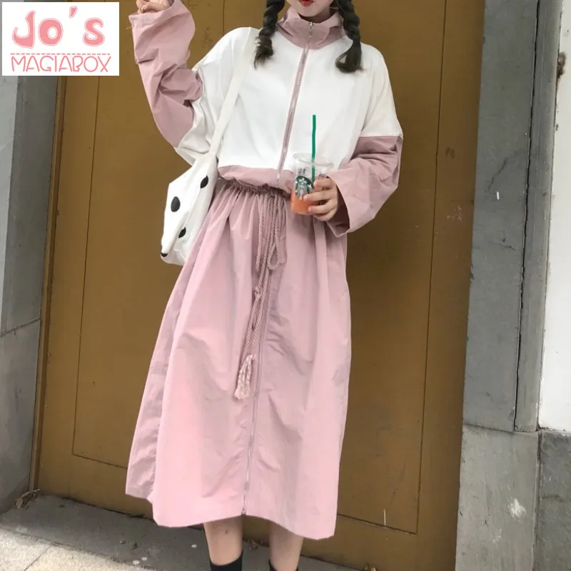 

Harajuku Women Summer Dress Plus Size Lolita Dress Halloween Party Oversize Pink Lace Zipper Loose Fashion Casual Dress