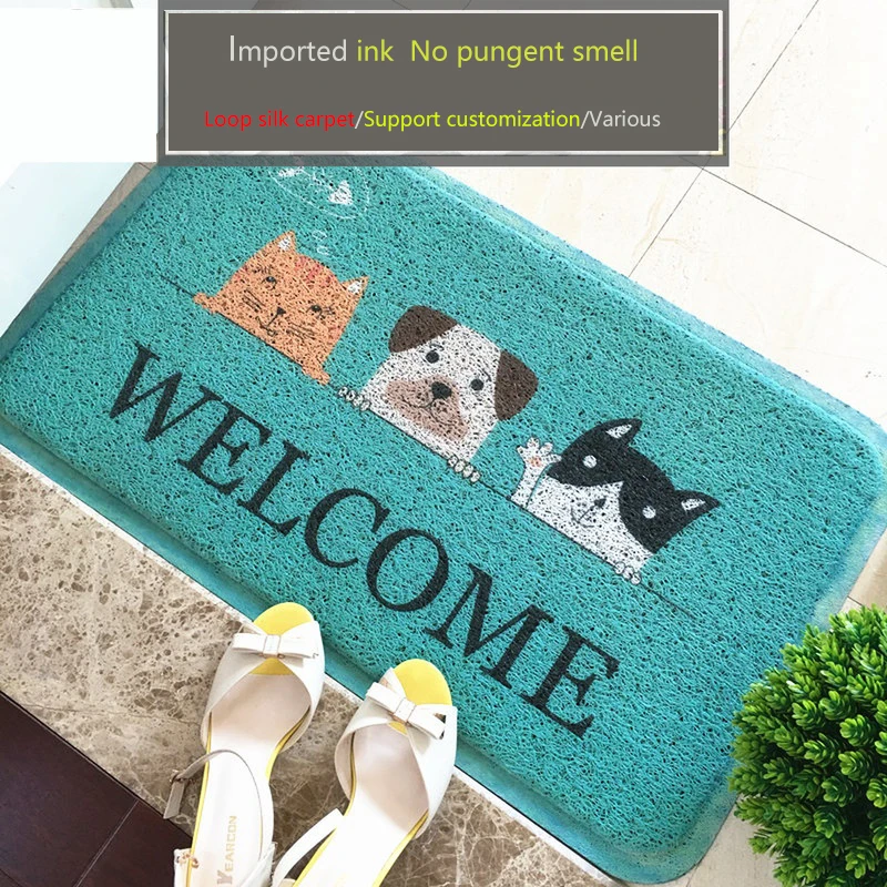 PVC Silk Loop Dust proof Printed Doormat Marble Cats Outdoor Door Mats