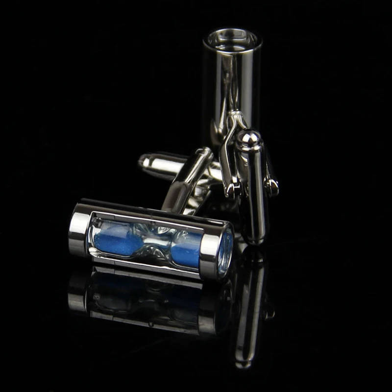 Navalty Blue Hourglass French Shirt Men Jewelry Unique Wedding Groom Gentlemen Cuff Links Business Party Gifts Tie Clips