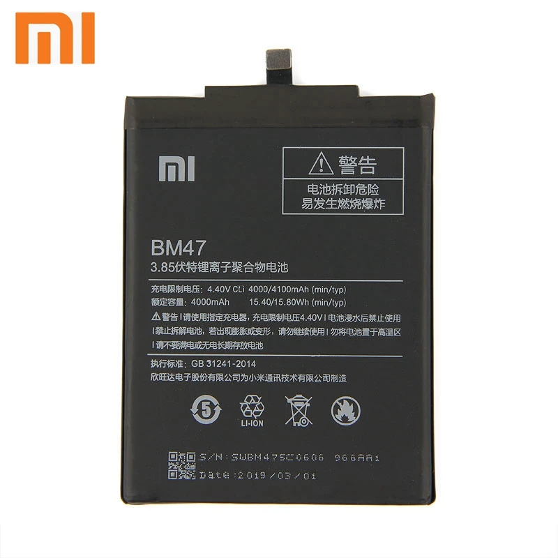 Xiao mi Xiaomi BM47 аккумулятор для телефона Xiao mi Red mi 3 3S 3X Hong mi 4X Red mi 3 Pro Redrice 3 4000 мАч BM47 аккумулятор+ инструмент