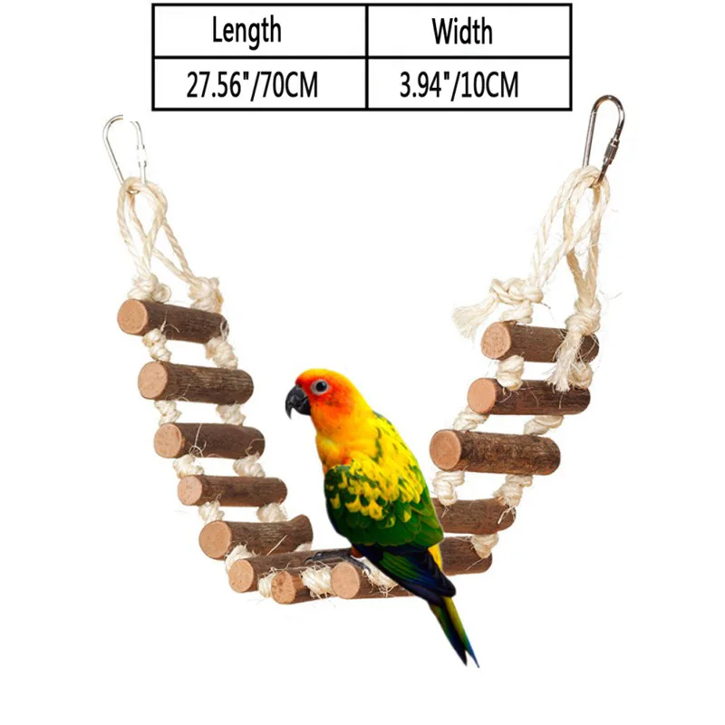 Colorful Multiple Patterns Optional Pet Birds Parrot Toys Climbing Ladder Wooden Chewing Hanging Rope Bell Decorations