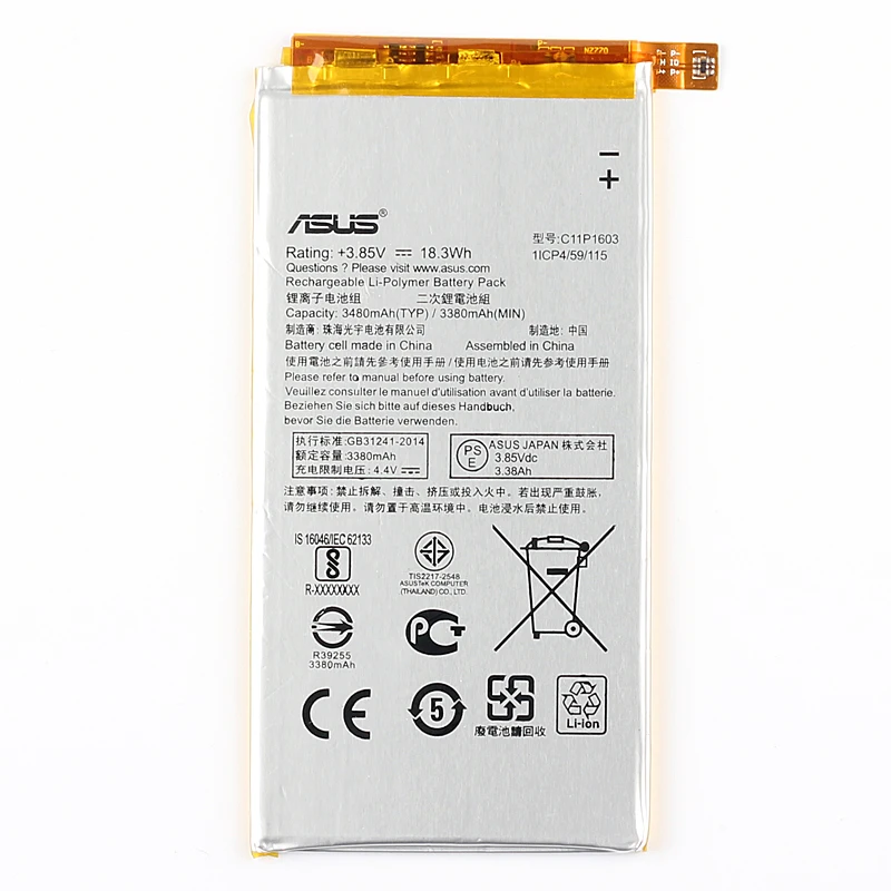 Оригинальный аккумулятор ASUS C11P1603 для zenfone 3 deluxe 5 дюйма ZB690KL Z01FD ZS550KL 3480