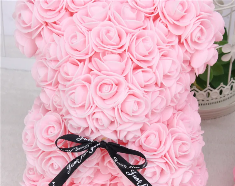 DIY 25 cm Teddy Rose Bear With Box Artificial PE Flower Bear Rose Valentine's Day For Girlfriend Women Wife Mother's Day Gifts