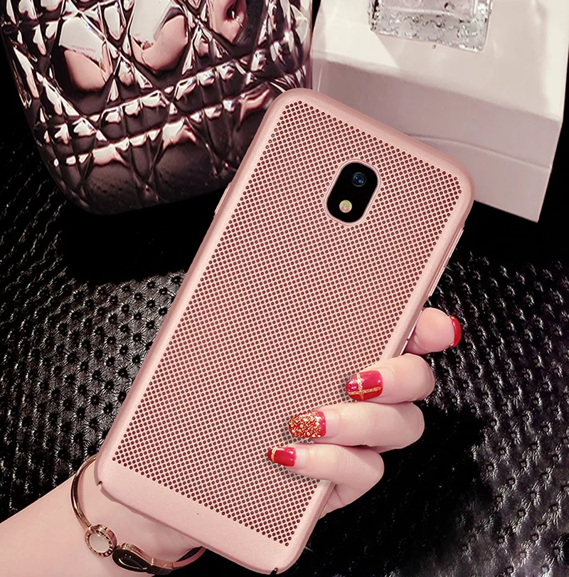 

SemgCeKen Radiating Case For samsung galaxy j3 j5 j7 pro 2017 j330 j530 j730 3d Breathable heat Mesh Phone hard back coque Cover