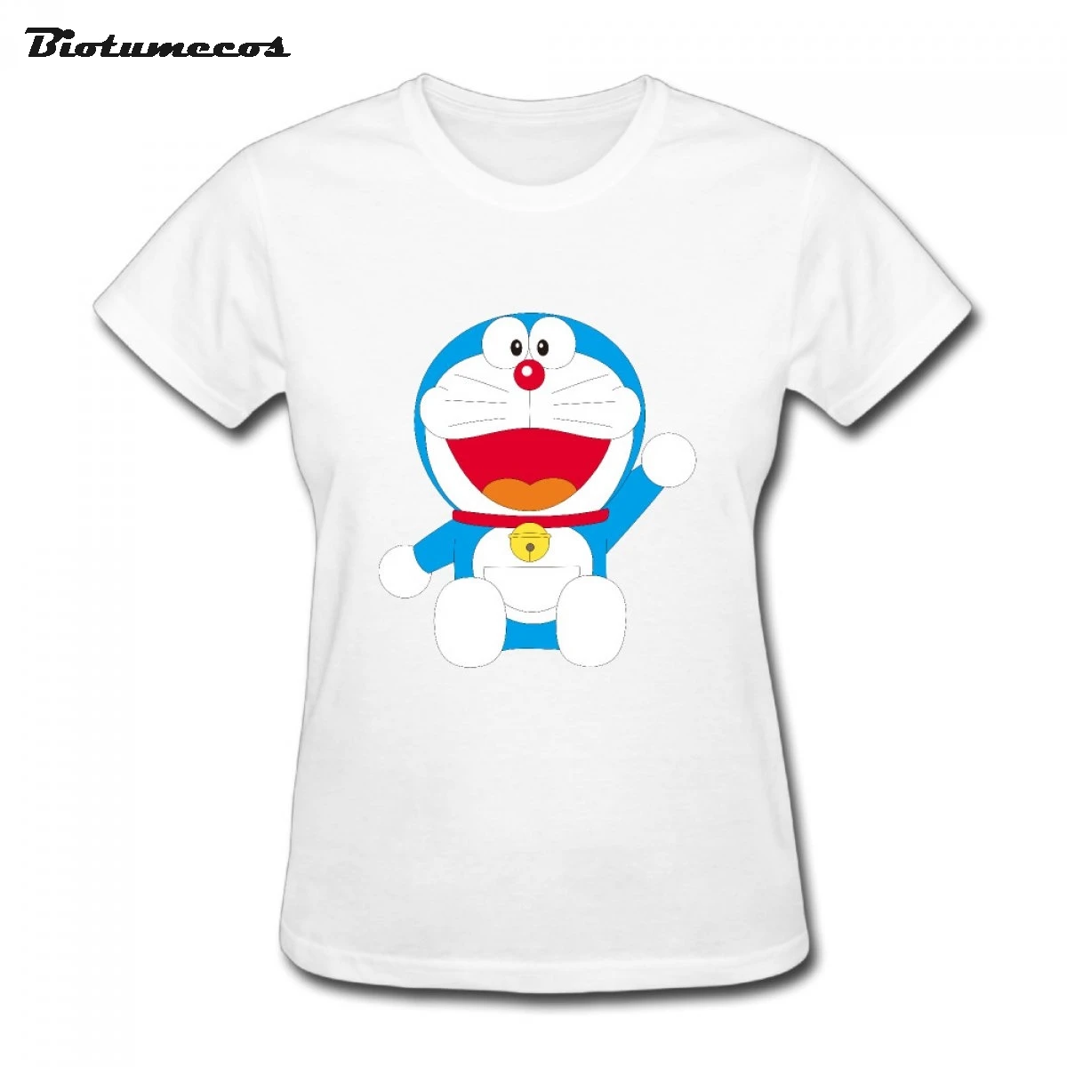 New Fashion Doraemon Printed T shirts Women Summer Cotton O neck Short