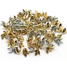 8 мм/10 мм 100/150 шт с четырьмя листьями для бисера чашки с серебряным золотым напылением, украшенное цветочными лепестками, Spacer Бусины В Форме Подвески для изготовления ювелирных изделий