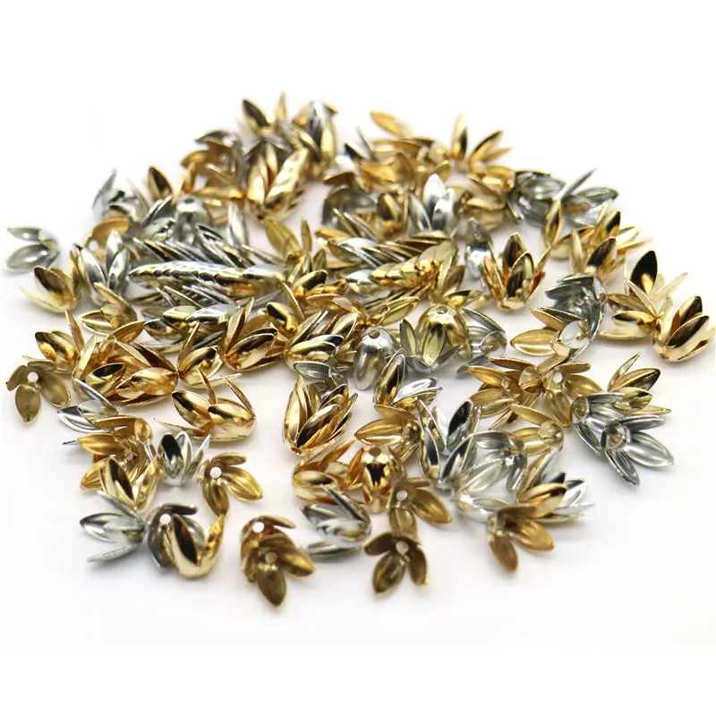 Посеребренные бусины с 4 листьями 8/10 мм 100/150 шт.|bead cup|bead capsfor jewelry making |