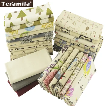 

Teramila Cotton Linen Fabric 28 Muti-color Different Design Fat Quarter Bundle Meter Pillow Tablecloth Crafts Decoration