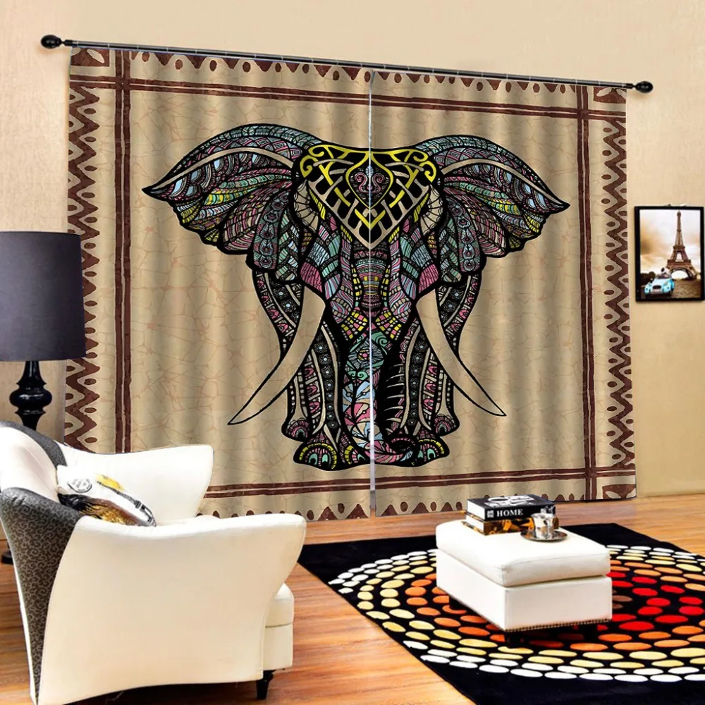 3D Elephant Tree 6 Blockout Photo Curtain Print Curtains Drapes Fabric Window AU 