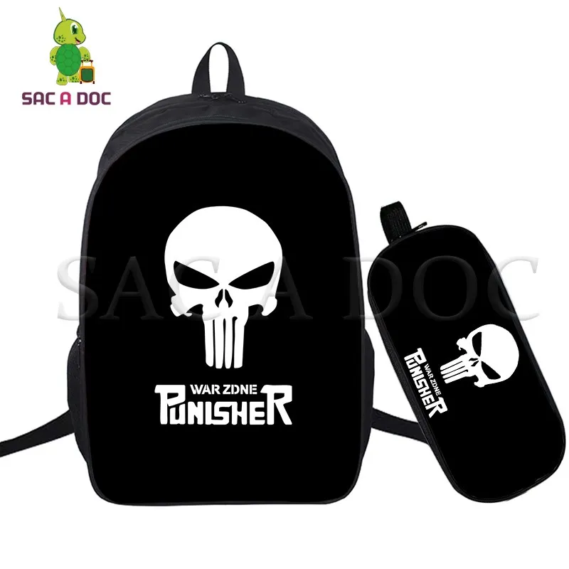 

Punisher Superhero 2 Pcs/set Daily Backpack School Bags for Teenagers Girls Boys Laptop Backpack Women Men Leisure Travel Bags