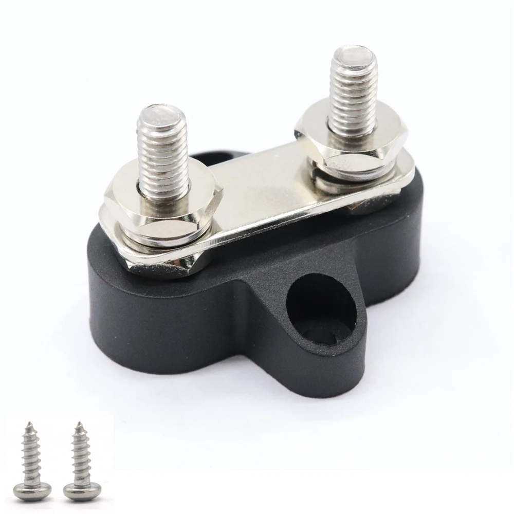 DC 48V Dual Heavy Duty Terminal Studs with Connecting Link M6 Blackin