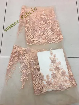 

Sequined African net lace textile A1852005 Graceful French tulle embroidery lace fabric for wedding dress