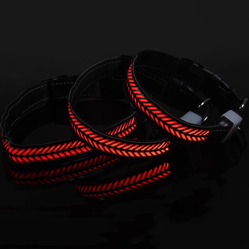 

Nylon LED Pet Dog Collar Night Safety Glow In The Dark Dog Leash Luminous Collar Hot Sale
