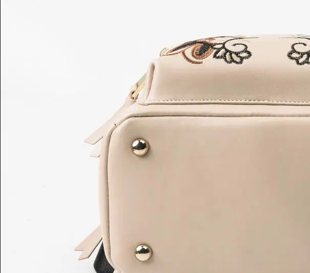 Мини-рюкзак из натуральной кожи с вышивкой, модная школьная сумка