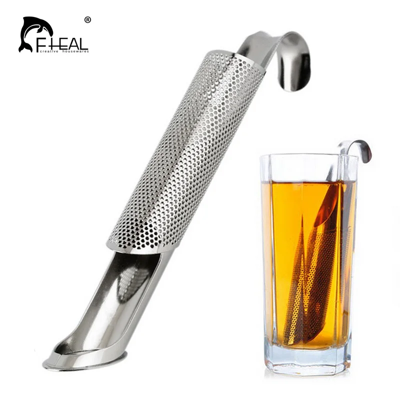 

FHEAL Reusable Premium Tea Infuser Built-in Plunger Tea Strainer Mesh Filter Metal Pipe Spices Tool Tea Accessories
