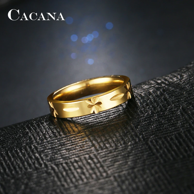 CACANA Stainless Steel Rings For Women Wedding Rings Perfect Cutting Personalized Custom Fashion Jewelry Wholesale NO.R198