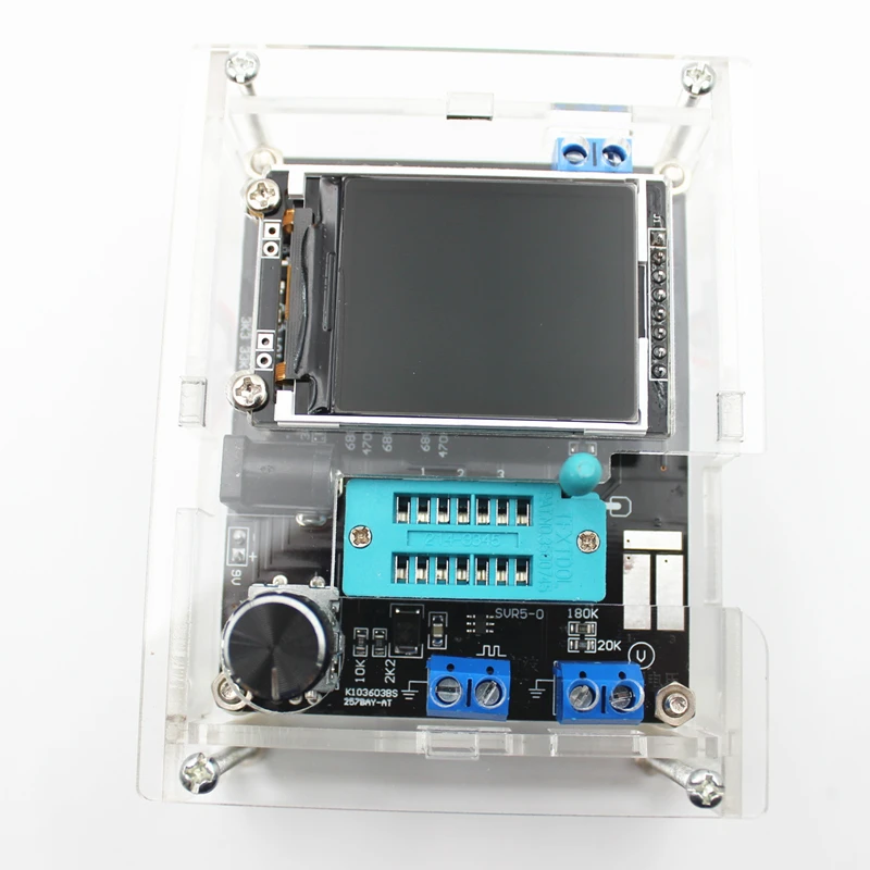 Tanie GM328 wielofunkcyjny tester próbnik elektroniczny zestaw DIY diody pojemnościowy miernik napięcia PWM kwadratowy Generator sygnału fali + DIY akrylowa skrzynka