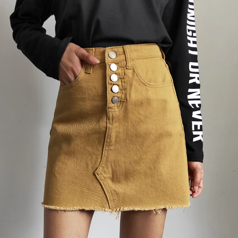 Повседневные юбки с карандашом и кисточками женские летние однобортные женские юбки с карманами женские джинсовые юбки faldas mujer moda