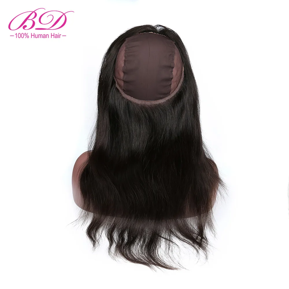 

BD Hair 360 Lace Frontal with Cap Straight Peruvian Human Hair 100% Human Hair Remy 12-20" Free Shipping