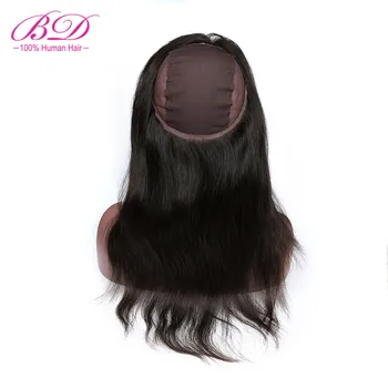 

BD Hair 360 Lace Frontal with Cap Straight Peruvian Human Hair 100% Human Hair Remy 12-20" Free Shipping