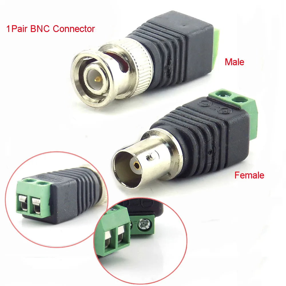 1 пара BNC разъем штекер Коаксиальный Cat5 в гнездо BNC DC адаптер балун разъем для Аксессуары для камер видеонаблюдения Светодиодные полосы света