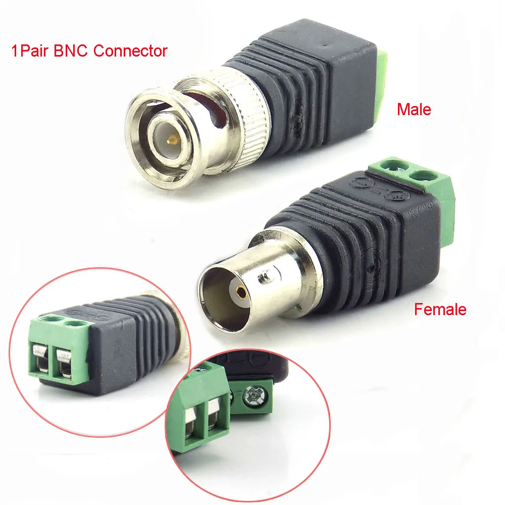 1 пара BNC коннектор Мужской коаксиальный Cat5 в гнездо BNC адаптер постоянного тока балун разъем для Аксессуары для камер видеонаблюдения